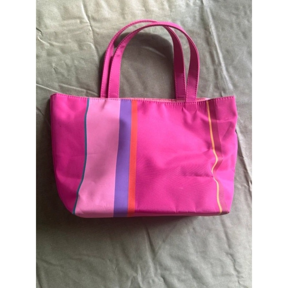 Pink Striped Canvas Tote Bag Pencil Pouch Dorm Organizer